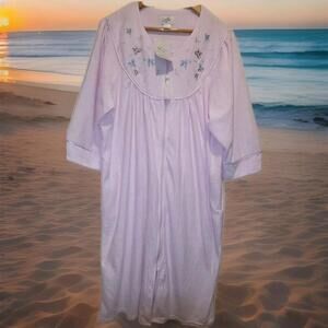 Casual Nights‎ Women's Full Zip Robe Housecoat Fleece Duster Floral Pockets NWT